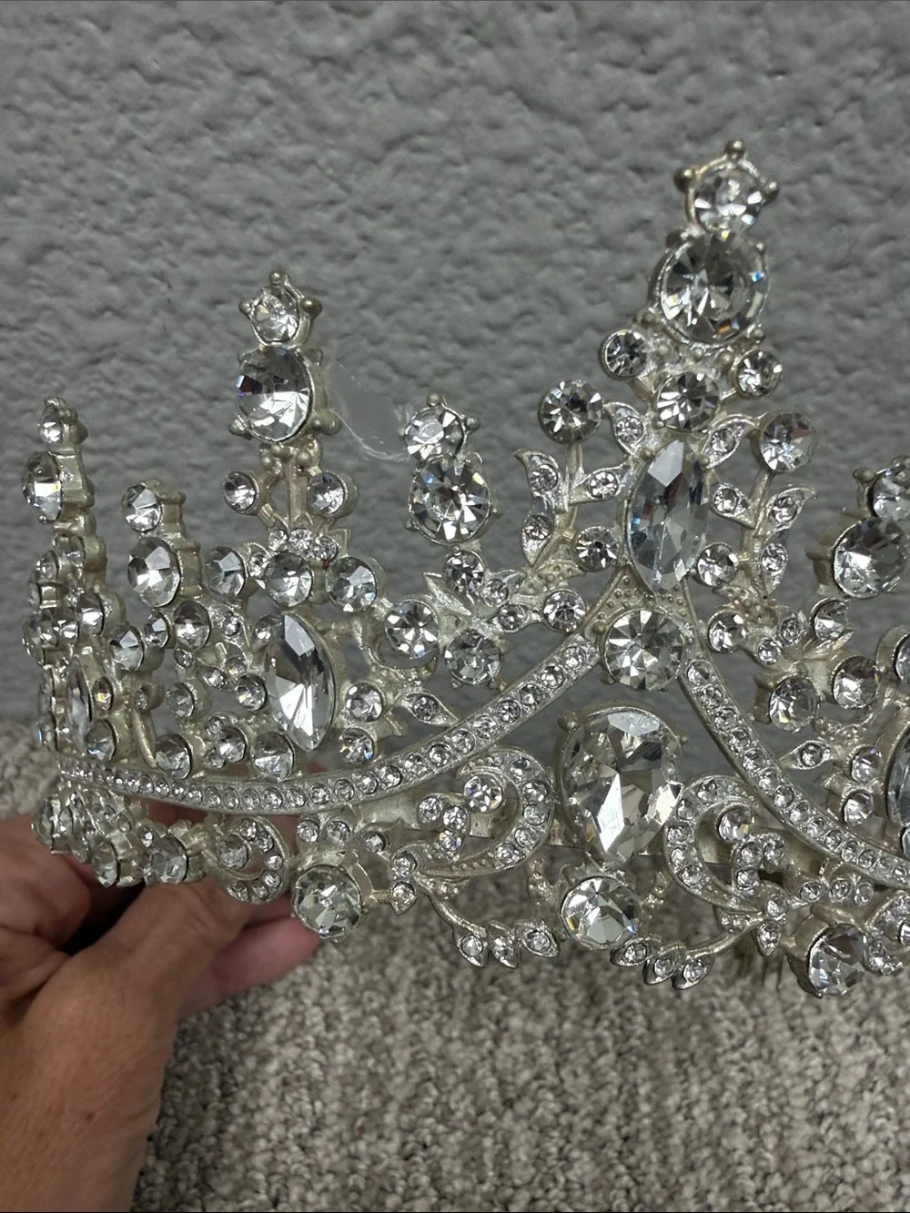 Vintage Elegant Silver Crystal Tiara Crown - Women Accessories
